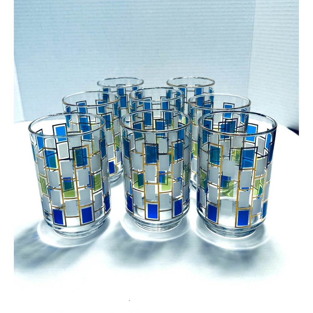 Libbey Glass Co. NORDIC Set of 8 Tumblers or High Ball Glasses MCM